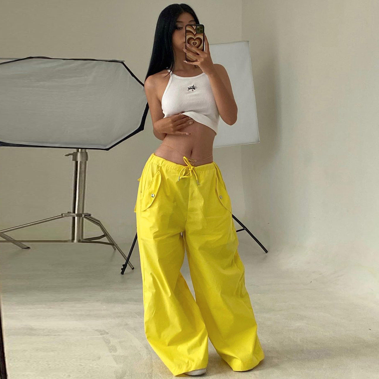 Solid-color Lace-up Pants by Royal Closet