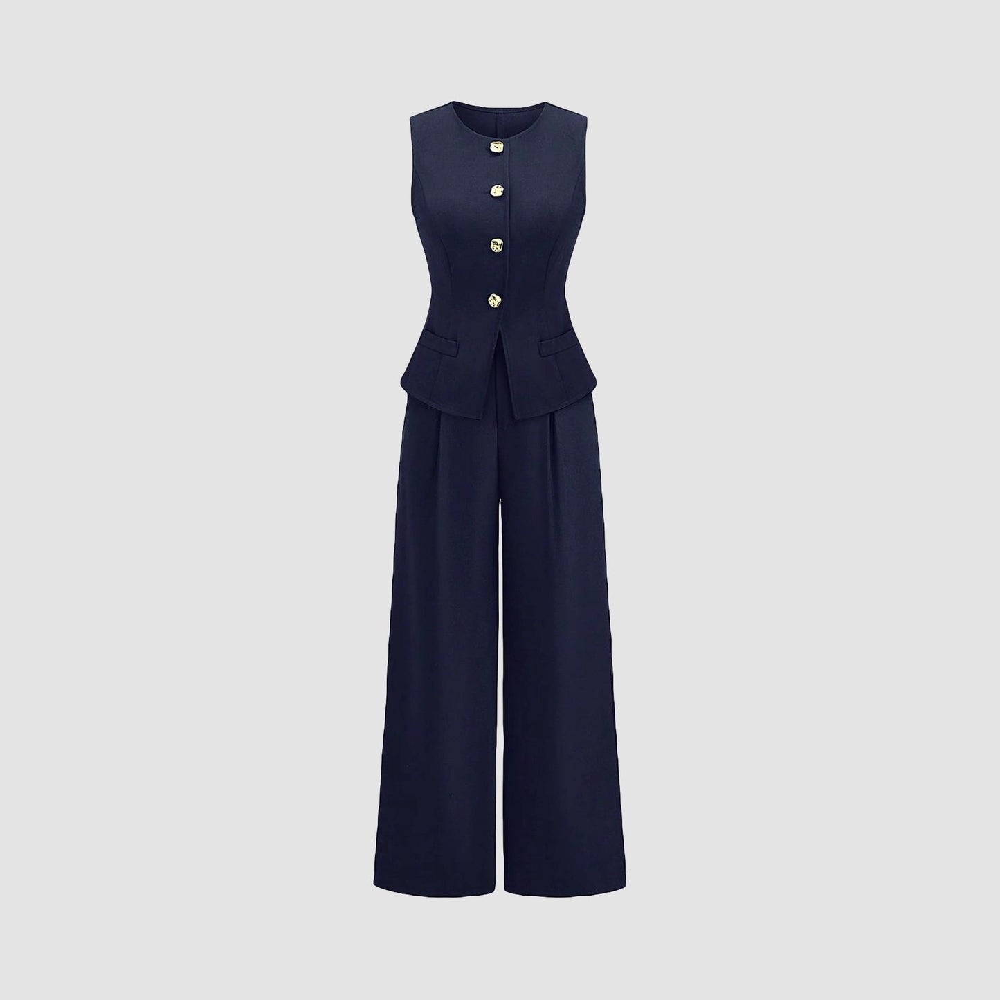 Women's Casual High-Waist Wide-Leg Long Two-Piece Set by Royal Closet