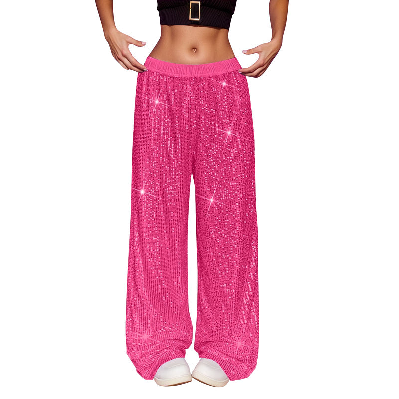 Fashionable Sequined High-waist Wide-leg Trousers Spring by Royal Closet