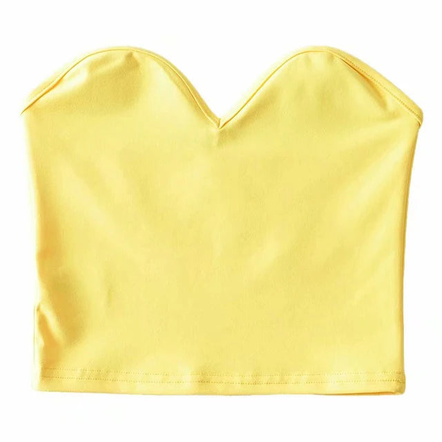 Summer Sexy Strapless Tops Women Off Shoulder Elastic Solid Color Top Cropped Tops by eprolo