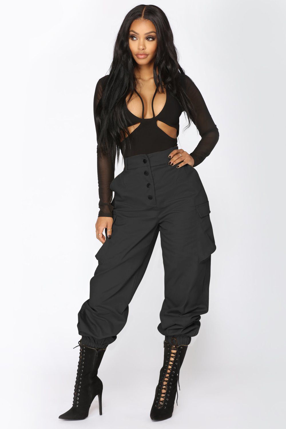 Trendy High-waisted Drawstring Casual Pants by Royal Closet