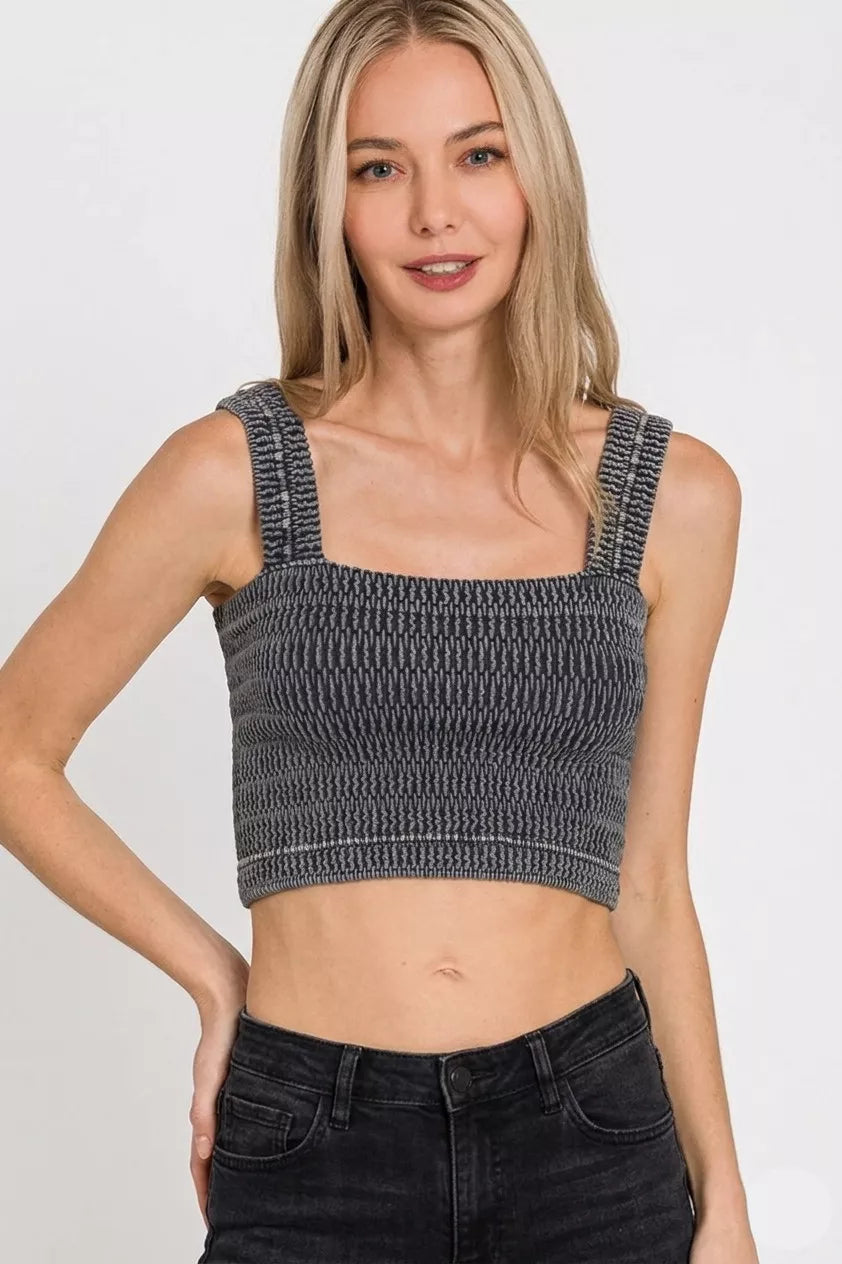 Zenana Seamless Winkle Stone Washed Bra Top by Trendsi