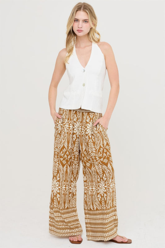 Smocked Waist Floral Pants by Royal Closet