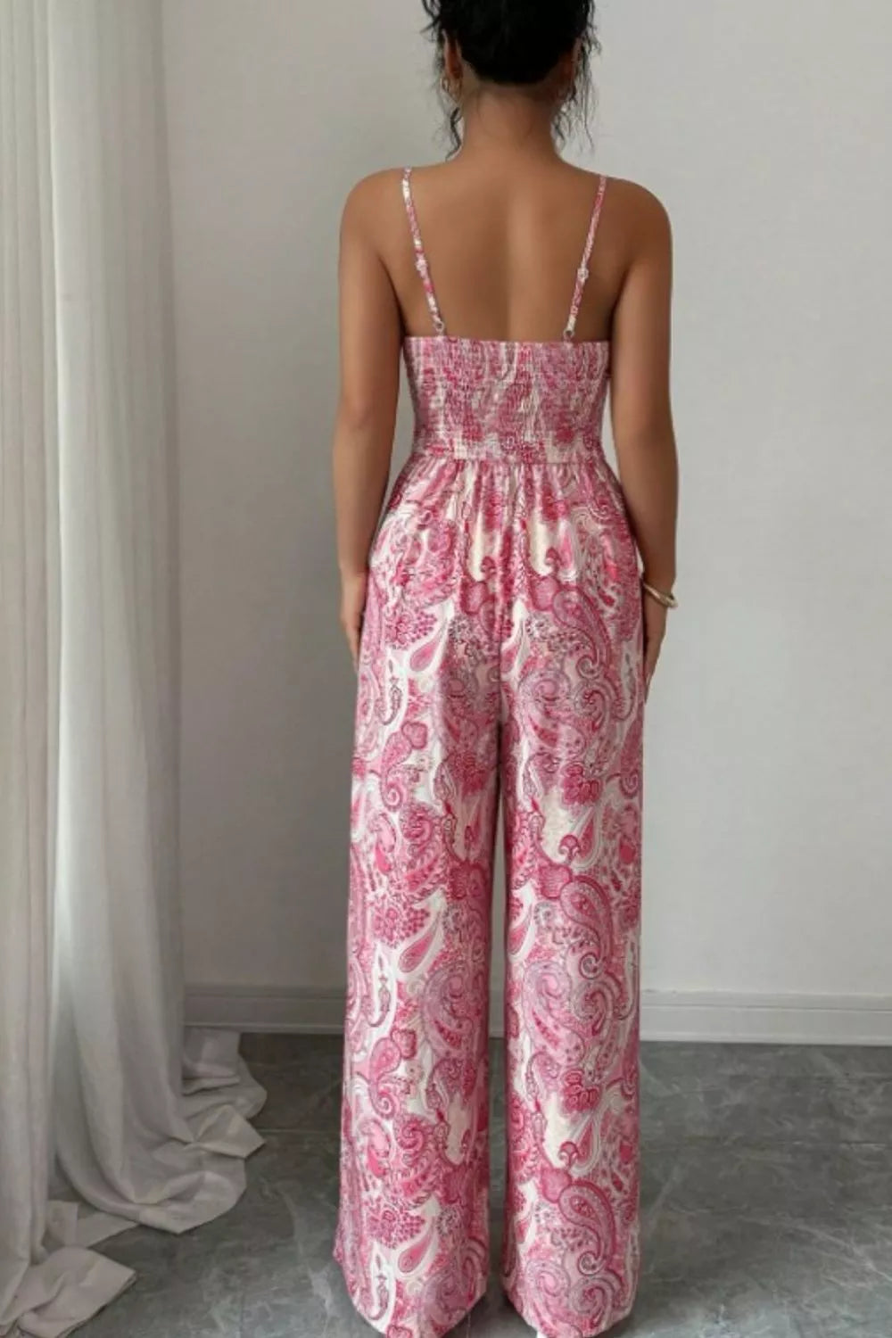 Paisley Print Wide Leg Jumpsuit by Trendsi