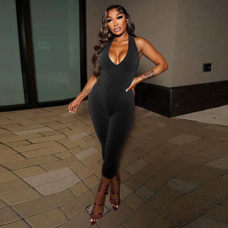 Women's Backless Cropped Jumpsuit by Royal Closet