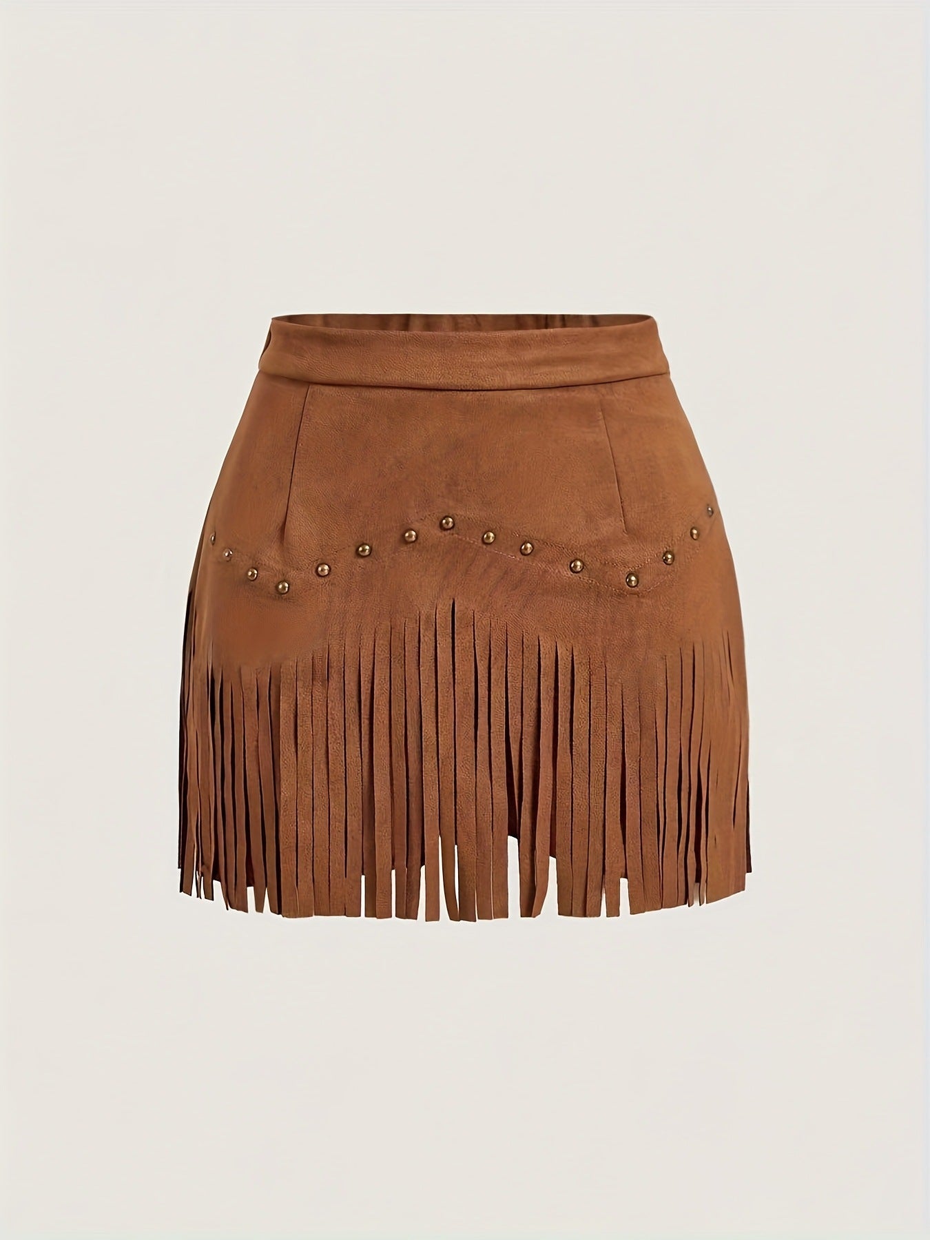 Womens Retro Rivet Tassel Mini Skirt by Royal Closet
