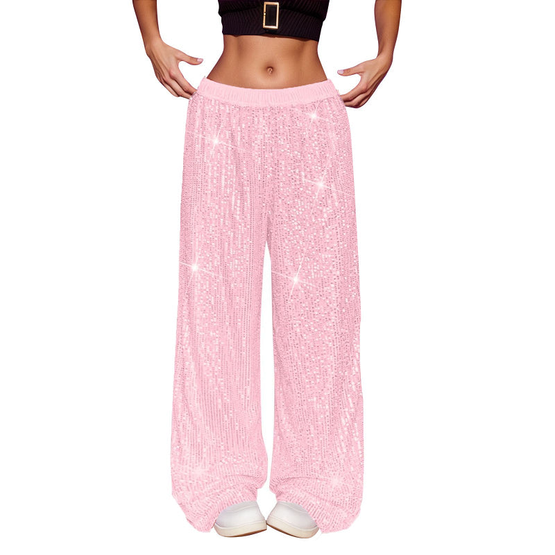 Fashionable Sequined High-waist Wide-leg Trousers Spring by Royal Closet