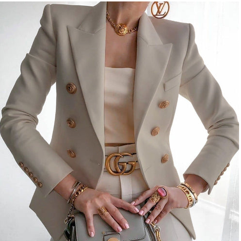 Women's New Solid Color Fashion Casual Suit Short Jacket by Royal Closet