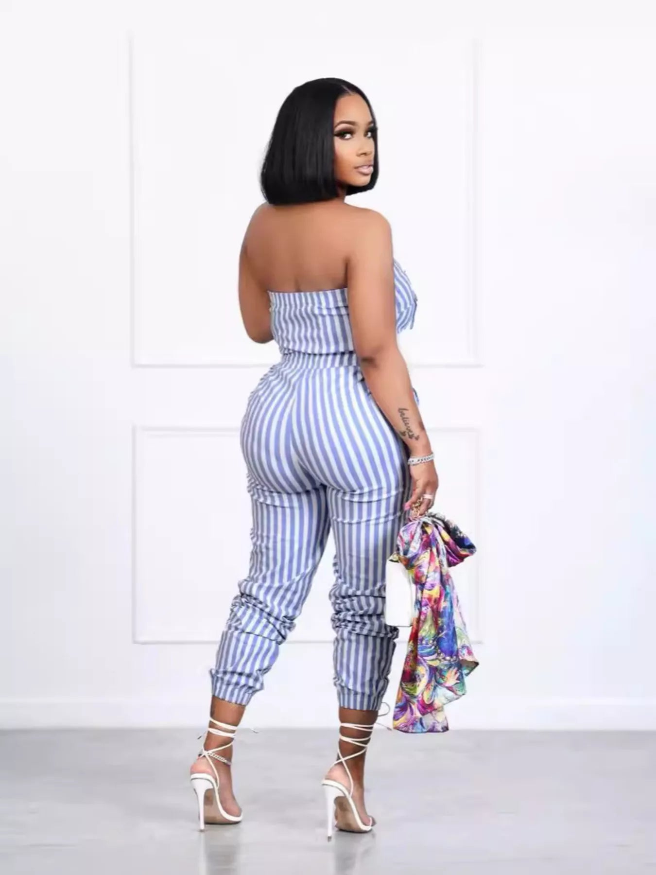 Striped Tube Casual Jumpsuit by Trendsi