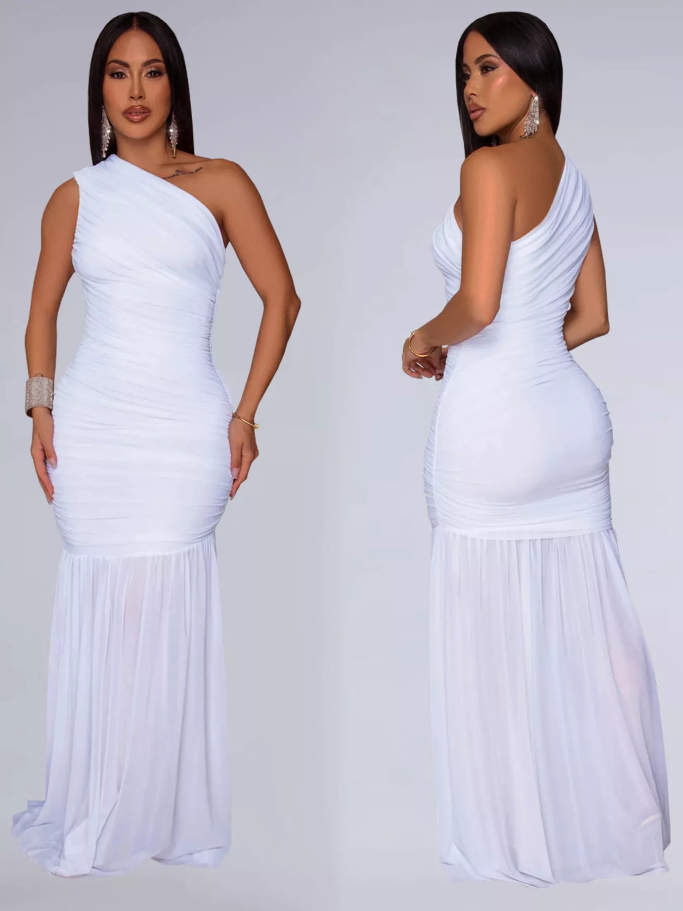 One-Shoulder Ruched Bodycon Maxi Dress by Trendsi