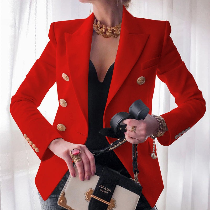 Women's New Solid Color Fashion Casual Suit Short Jacket by Royal Closet