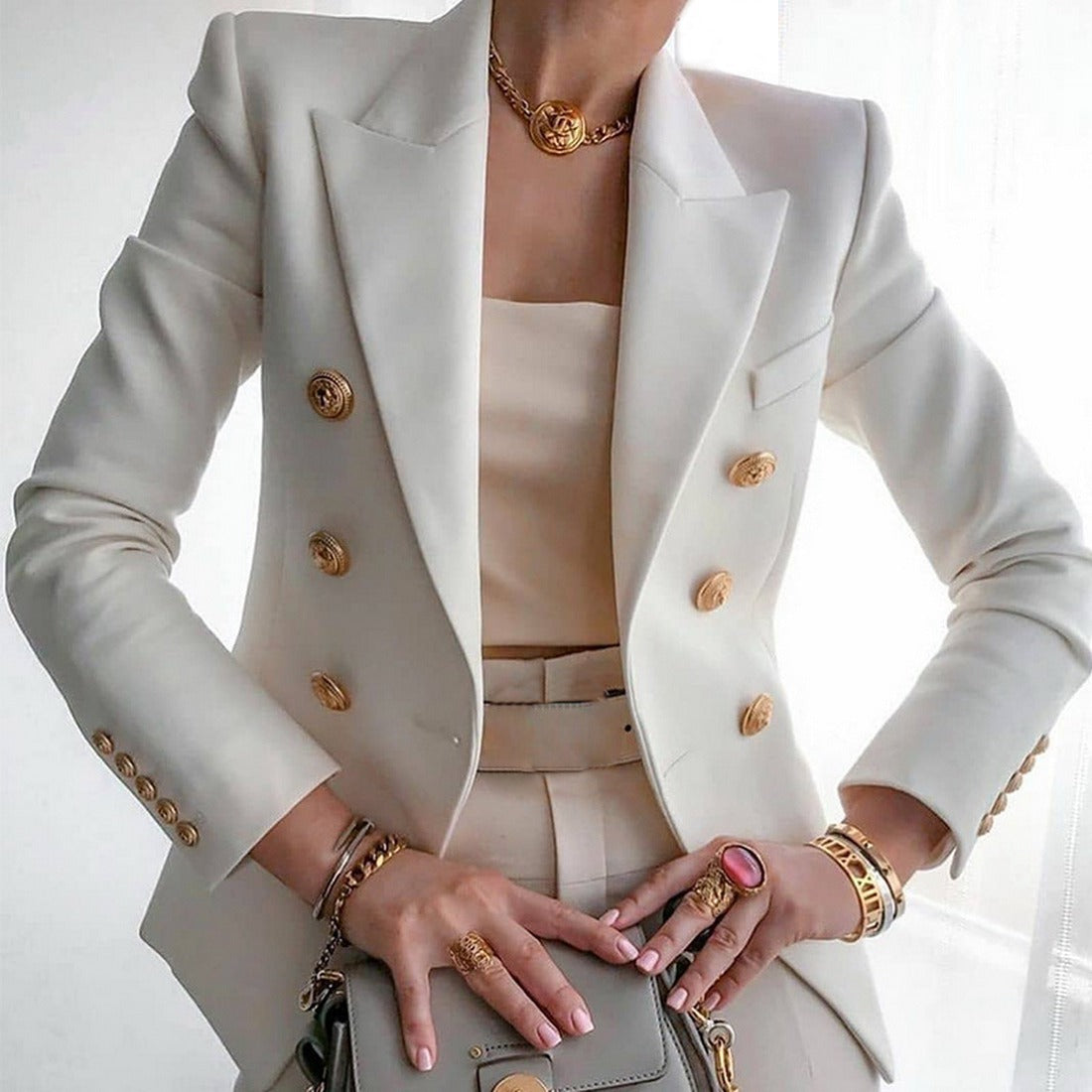 Women's New Solid Color Fashion Casual Suit Short Jacket by Royal Closet