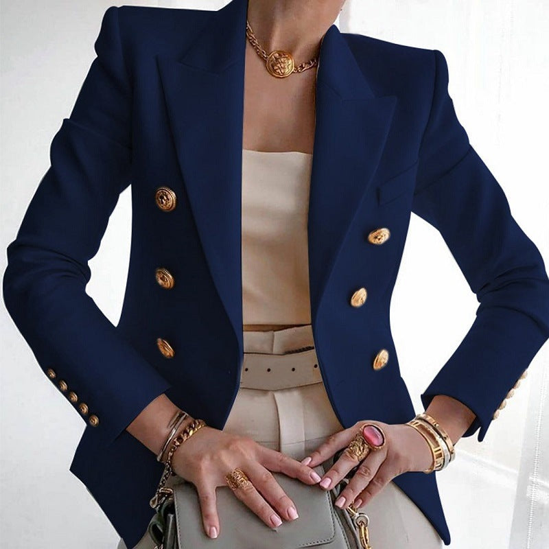 Women's New Solid Color Fashion Casual Suit Short Jacket by Royal Closet