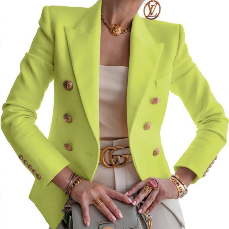 Women's New Solid Color Fashion Casual Suit Short Jacket by Royal Closet
