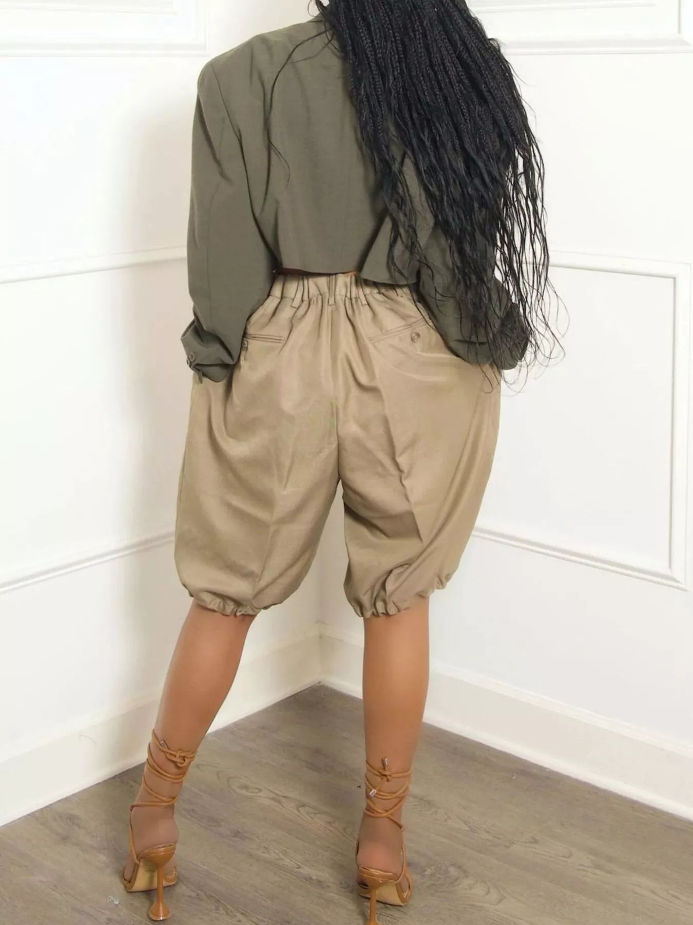 Pleated Detail High Waist Shorts by Trendsi