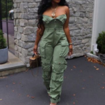 Womens Fashion Multi-pocket Jumpsuit by Royal Closet