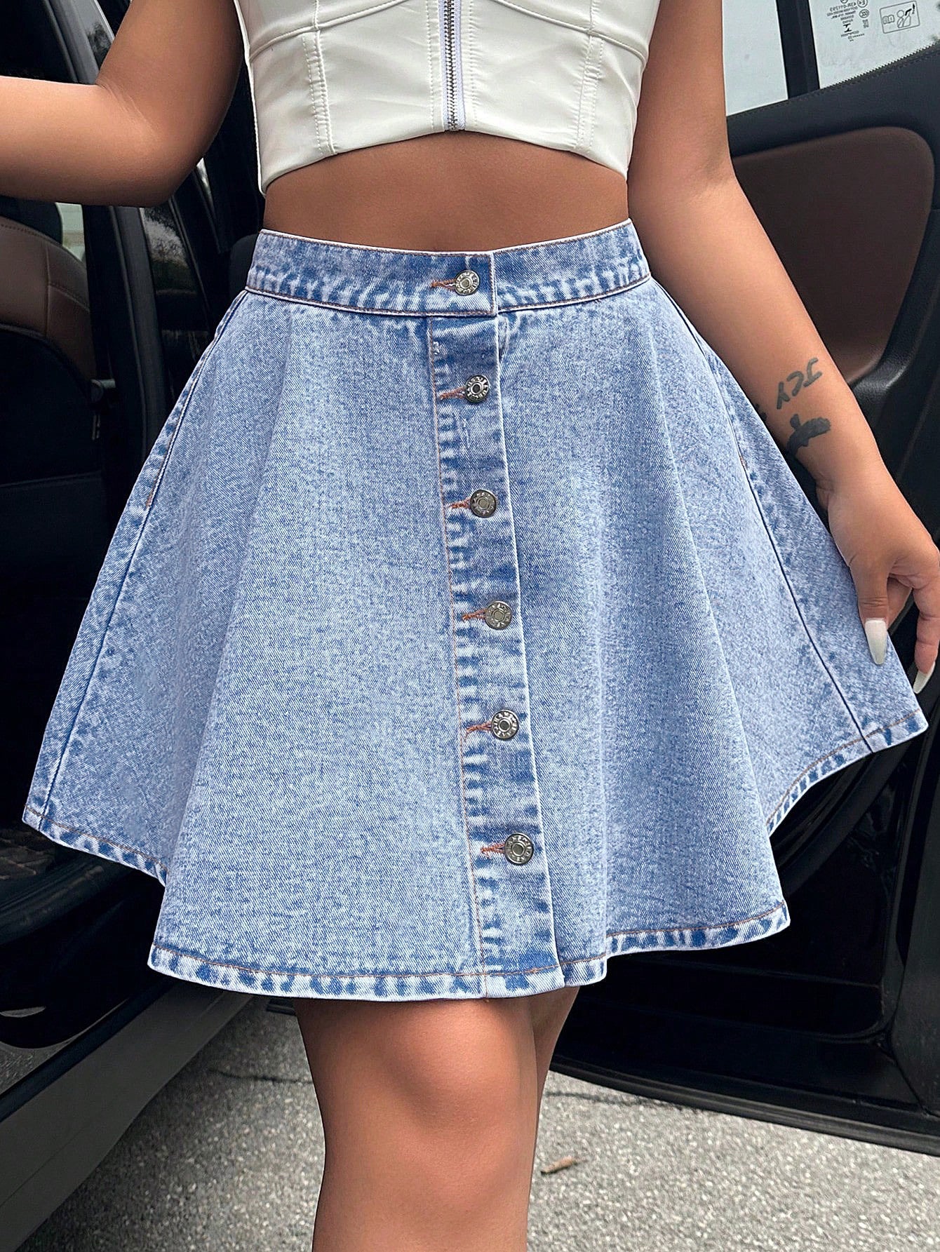 High waisted loose denim skirt by eprolo