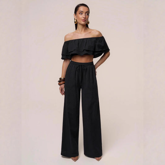Off-shoulder Top And Pants Womens Casual Set by MELI