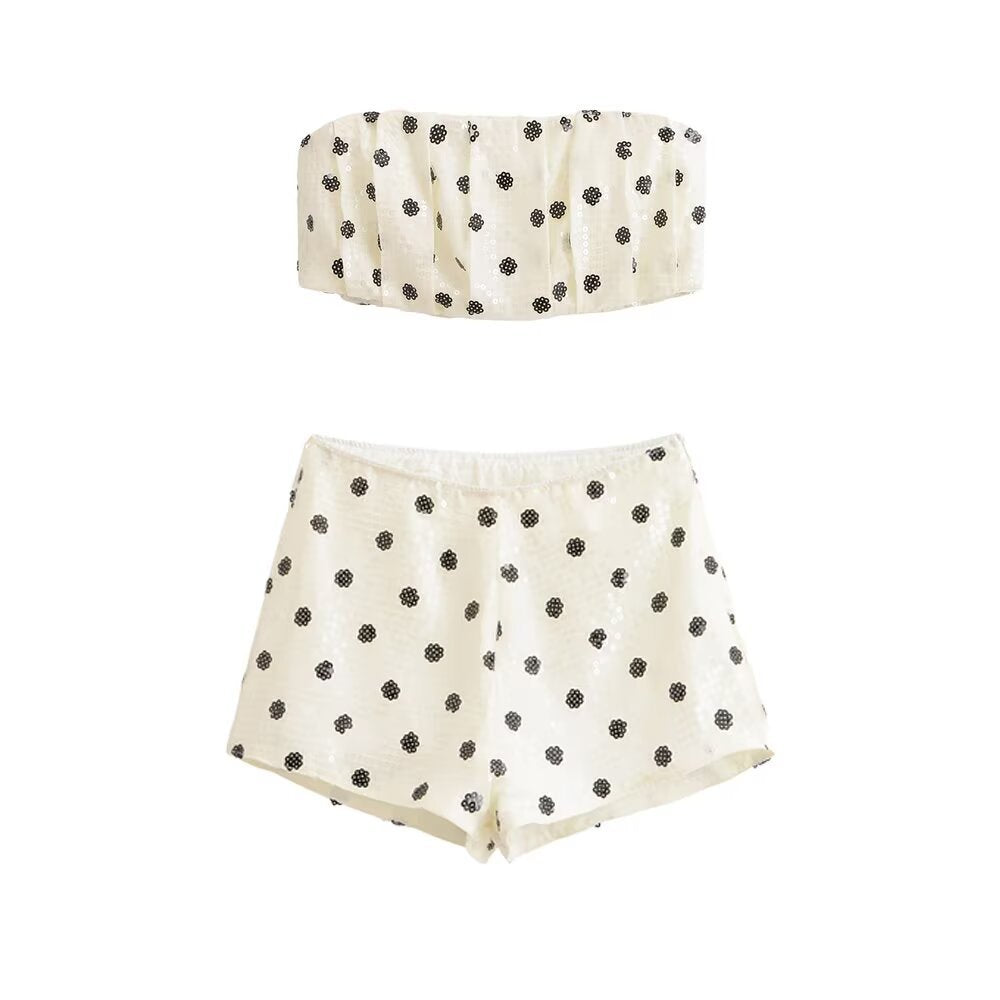 Polka headband top+mini shorts set by eprolo
