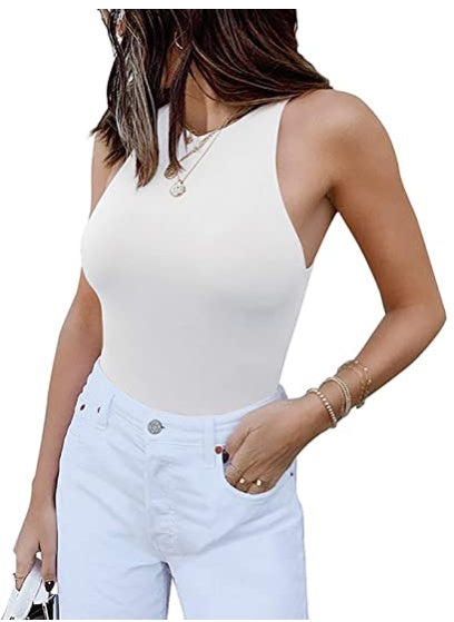 ReoRia Womens Sexy Sleeveless Racer Back Halter Neck Bodysuit by Royal Closet