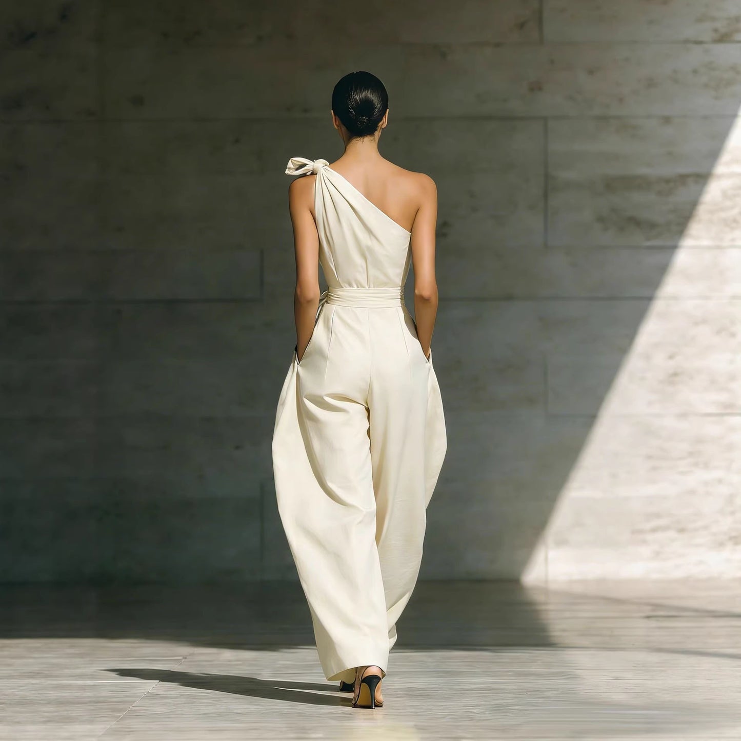 Womens Off-Shoulder Belted Jumpsuit by Royal Closet