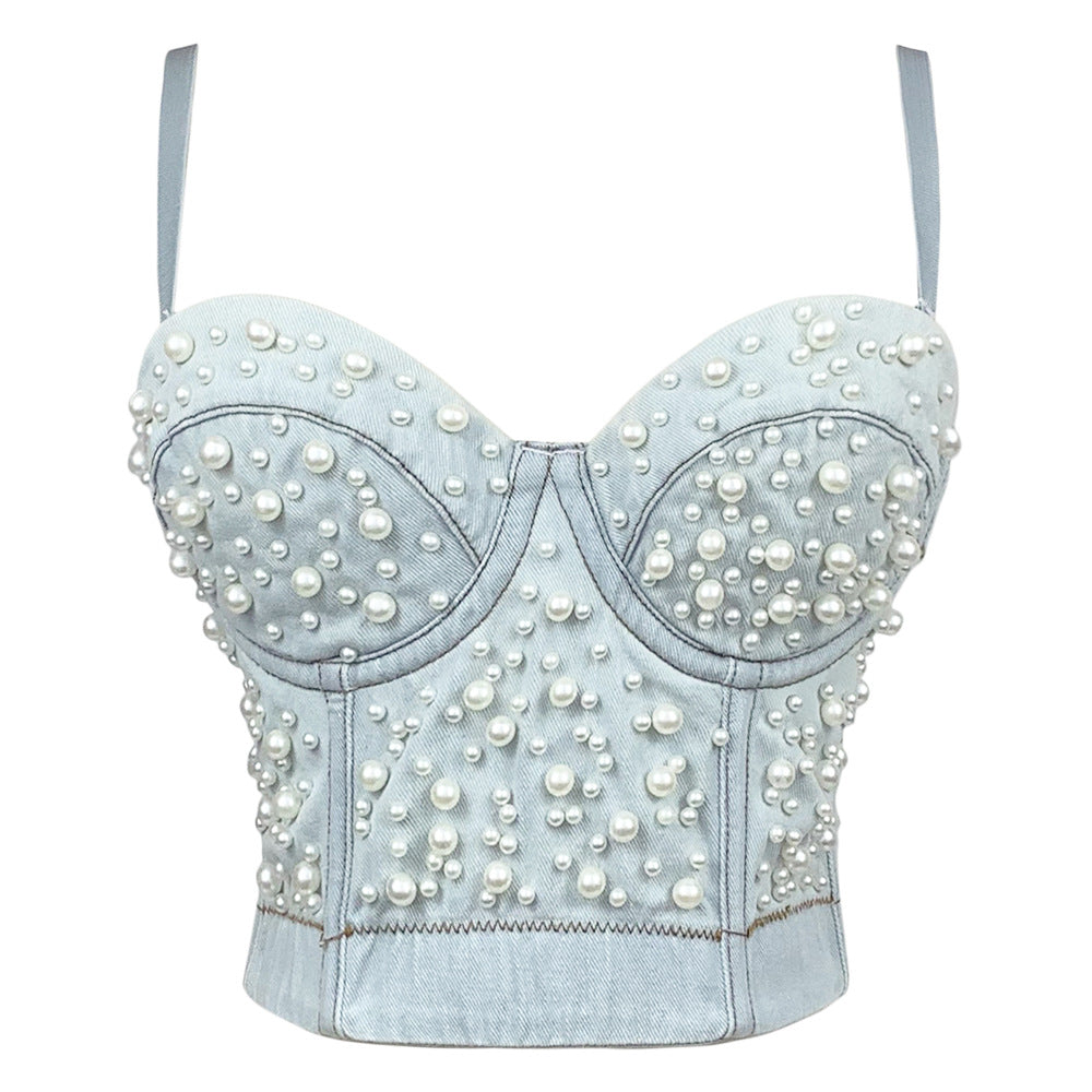 Womens Denim Bustier Vest by Royal Closet