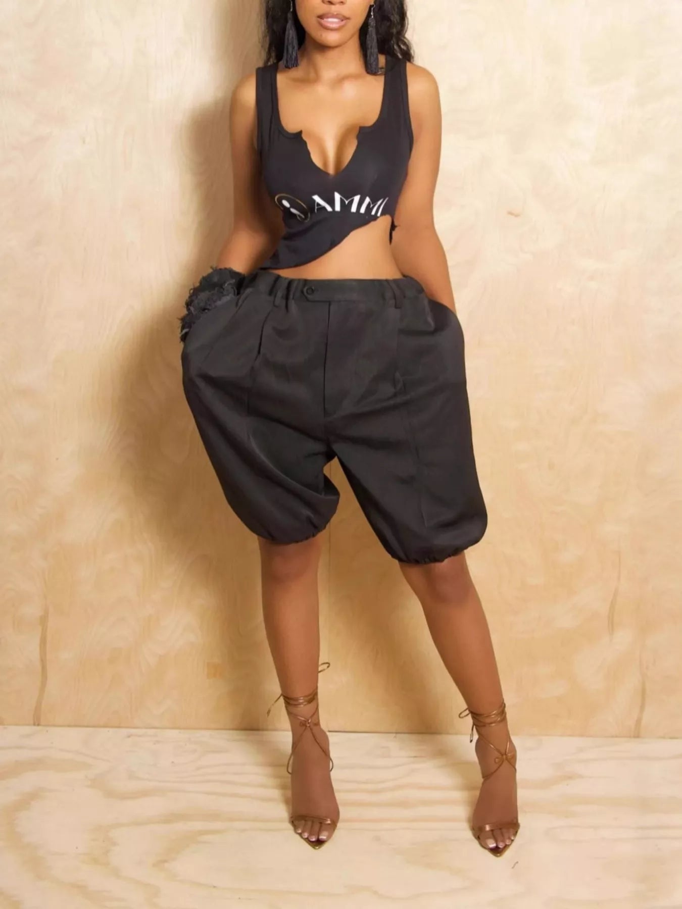 Pleated Detail High Waist Shorts by Trendsi