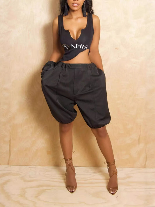 Pleated Detail High Waist Shorts by Trendsi