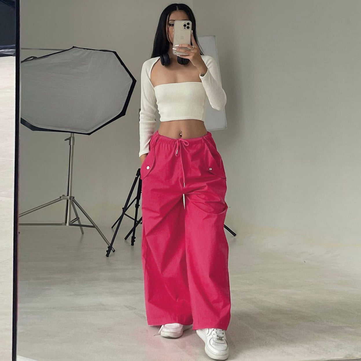 Solid-color Lace-up Pants by Royal Closet
