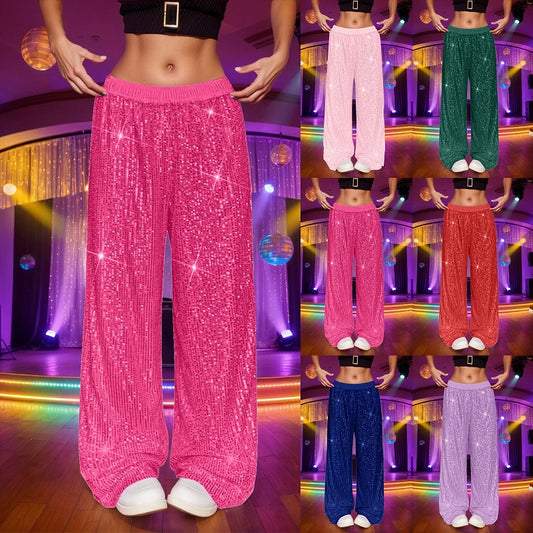 Fashionable Sequined High-waist Wide-leg Trousers Spring by Royal Closet