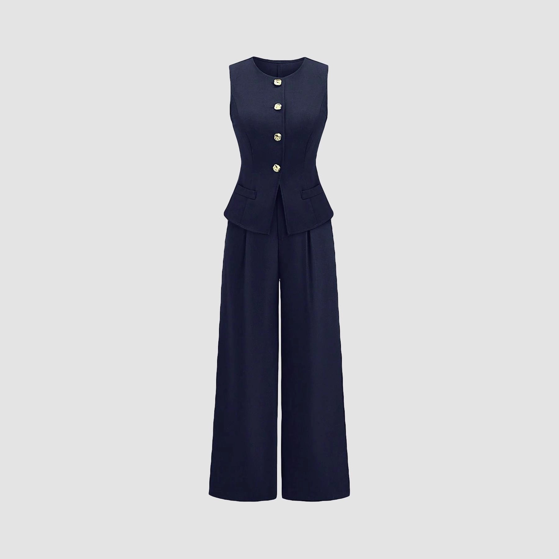 Women's Casual High-Waist Wide-Leg Long Two-Piece Set by Royal Closet