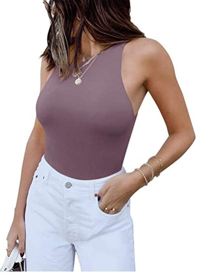 ReoRia Womens Sexy Sleeveless Racer Back Halter Neck Bodysuit by Royal Closet
