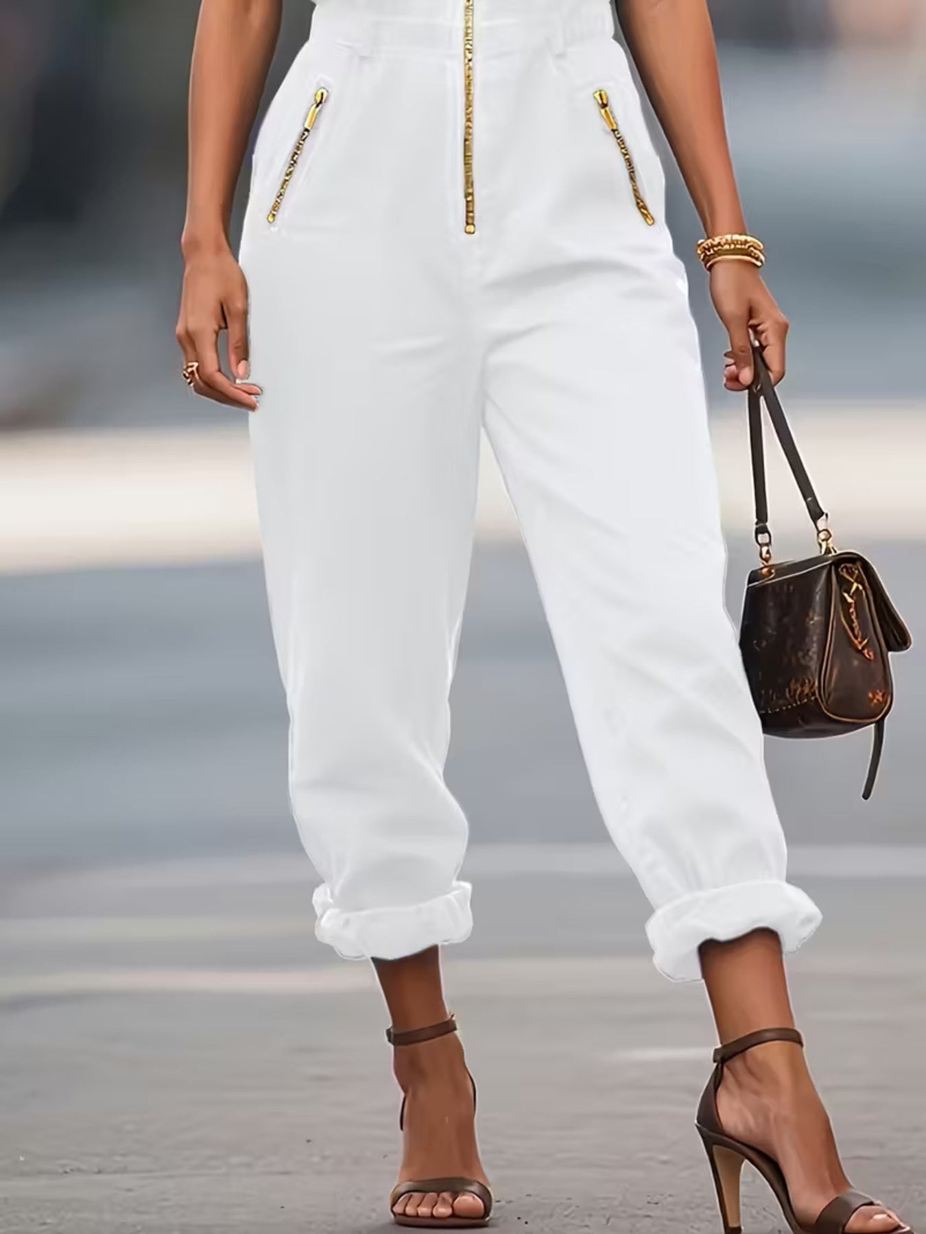 Womans Sleeveless Zip-Up Jumpsuit by Trendsi