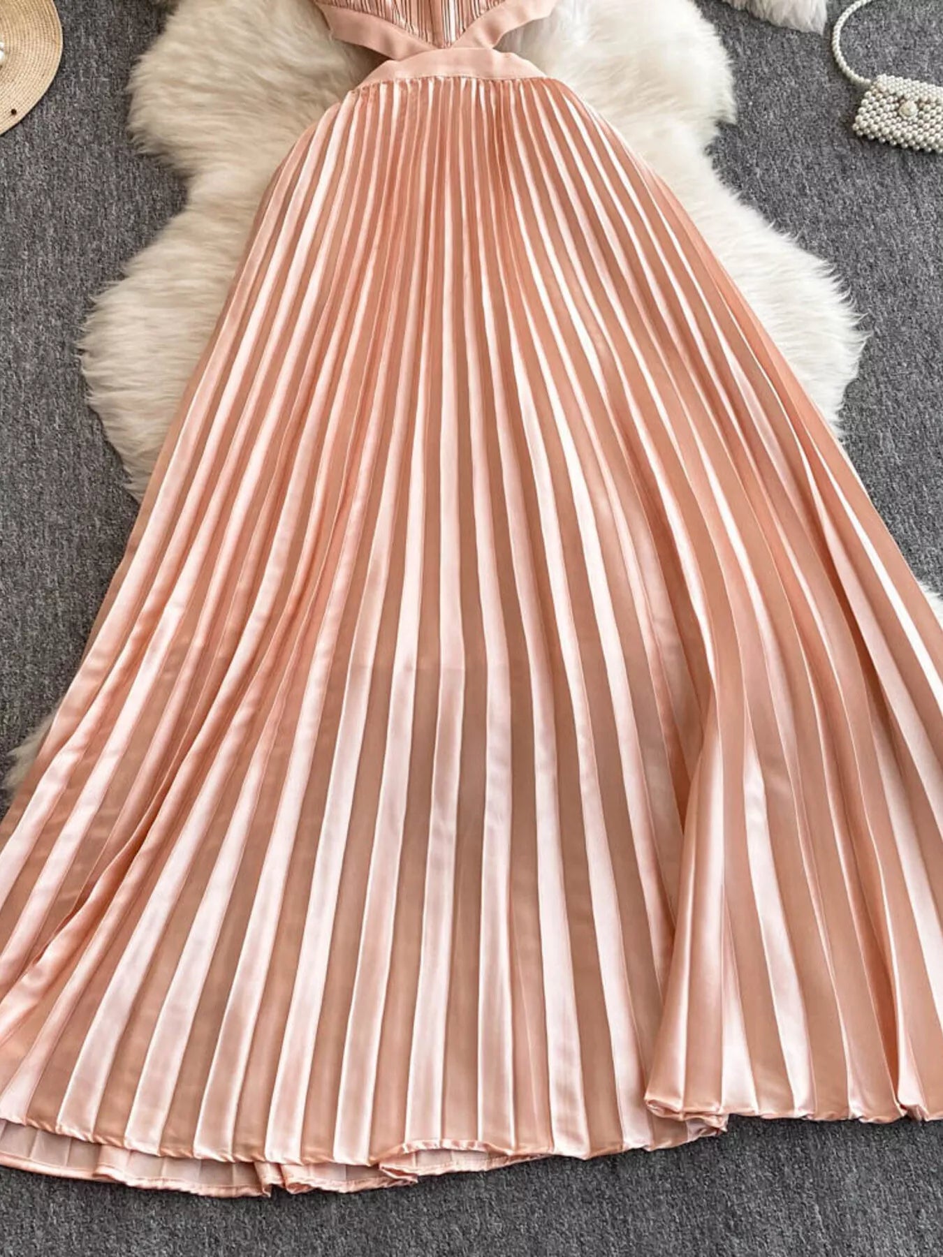 Halter Neck Pleated Maxi Dress by Trendsi