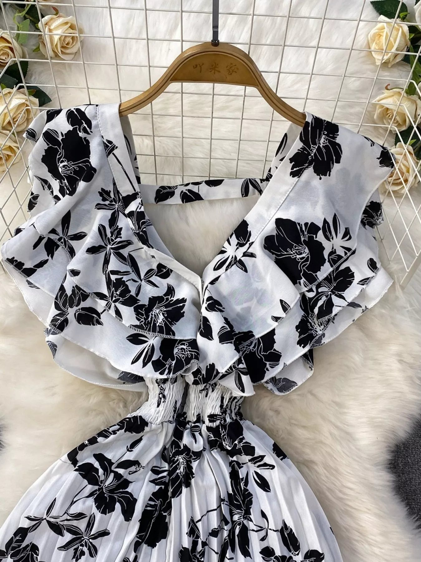 Floral Print Wide Leg Pleated Jumpsuit by Trendsi