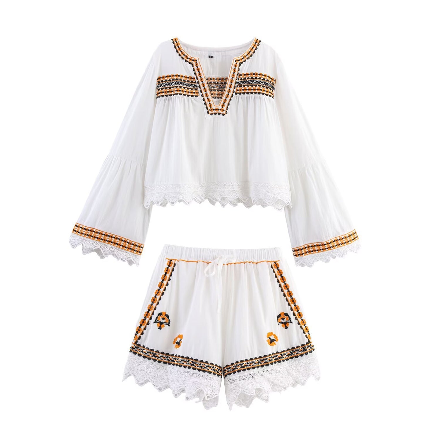 Embroidered shirt+embroidered shorts set by eprolo