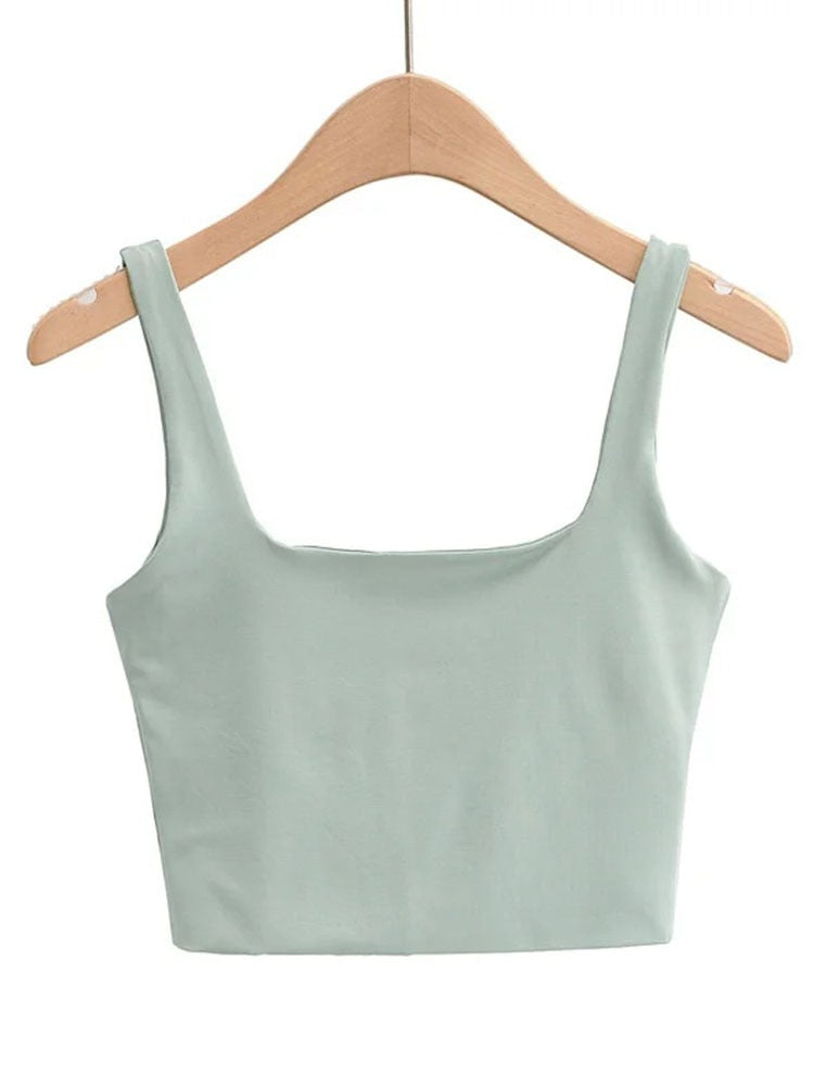 Summer Women Sexy Sleeveless Tops Fashion Short Square Collar Tank Tops 6 Colors by eprolo