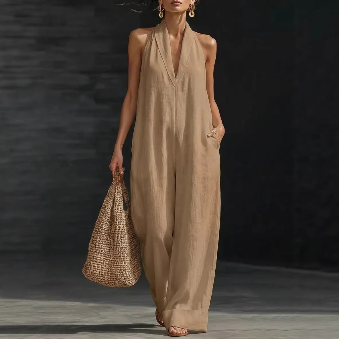 Simple, Elegant, And Comfortable Sleeveless Jumpsuit by Royal Closet