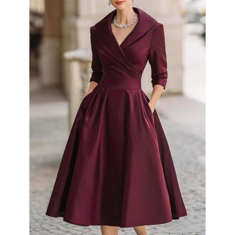 Elegant Formal Waist-tight Dress Slimming Elegant Long Sleeve