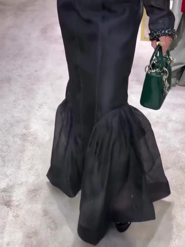 Black Structured Organza Mermaid Maxi Skirt by Royal Closet
