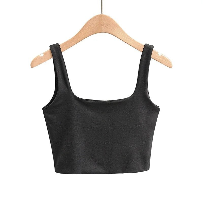 Summer Women Sexy Sleeveless Tops Fashion Short Square Collar Tank Tops 6 Colors by eprolo