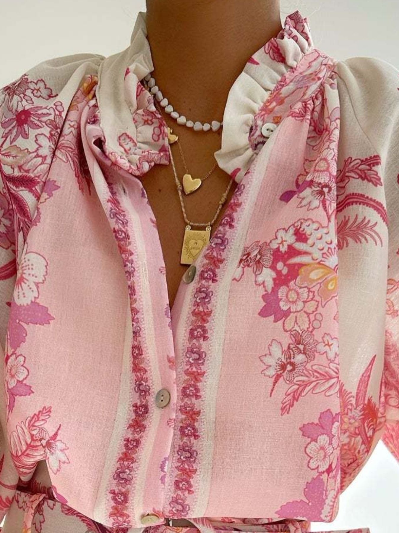 Womens Floral Print Button Up Shirt and Shorts Set by Trendsi