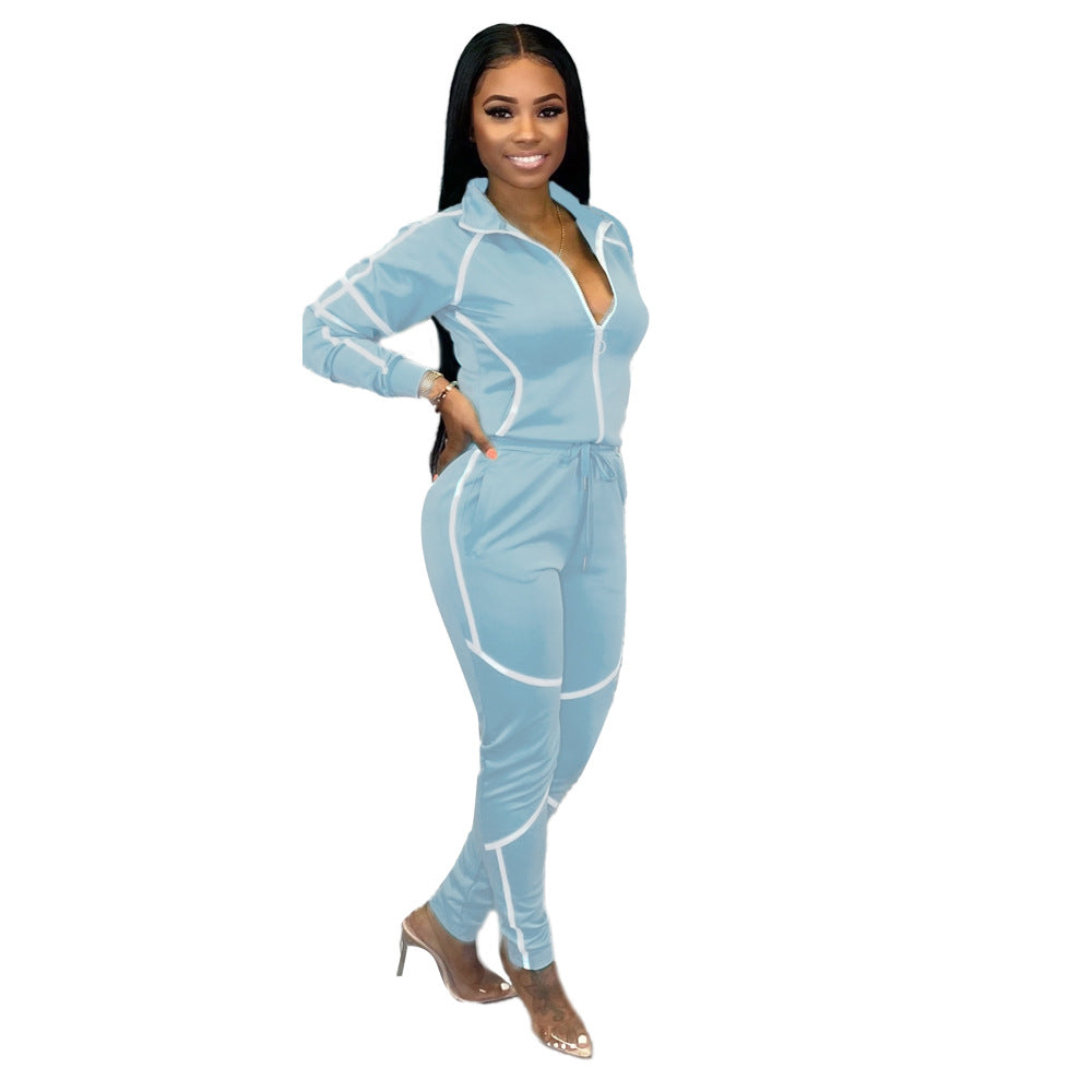 Womens Casual Sportswear Set With Unique Patchwork And Solid Colors by Royal Closet