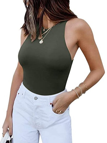 ReoRia Womens Sexy Sleeveless Racer Back Halter Neck Bodysuit by Royal Closet