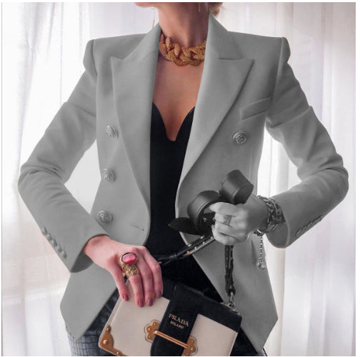 Women's New Solid Color Fashion Casual Suit Short Jacket by Royal Closet