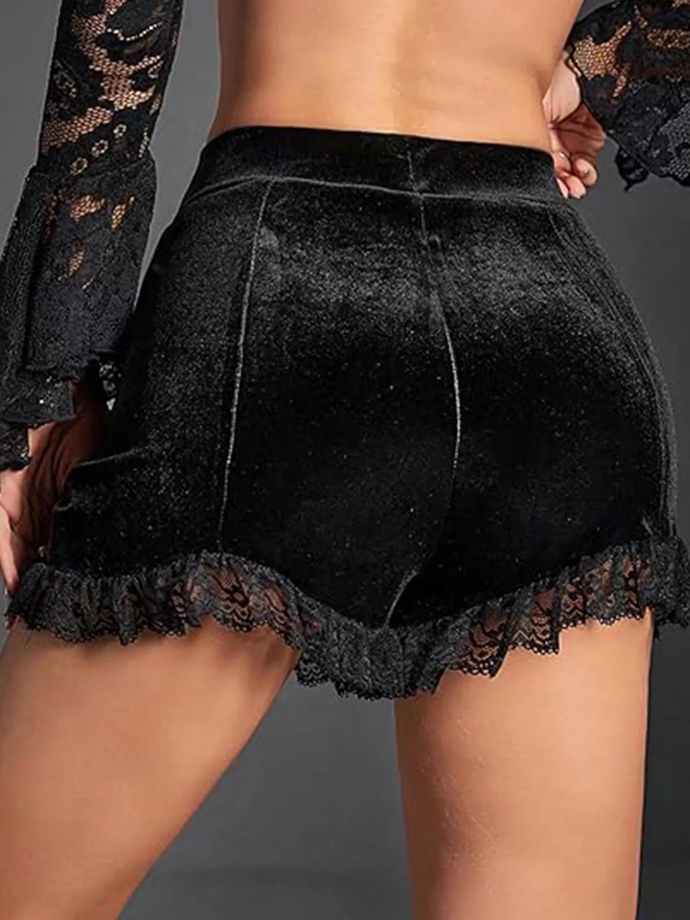 Ruched Lace Trim Shorts by Trendsi