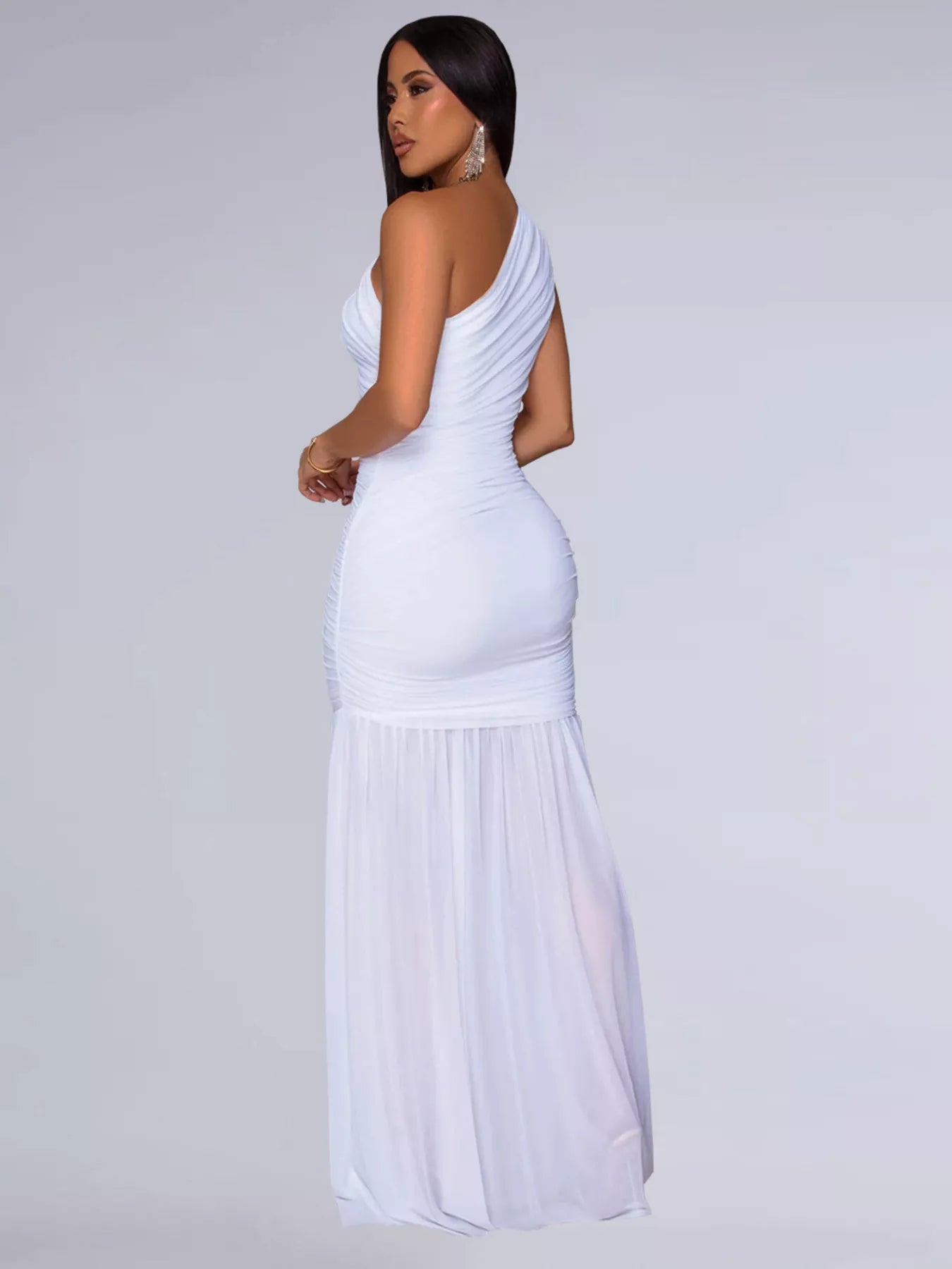 One-Shoulder Ruched Bodycon Maxi Dress by Trendsi