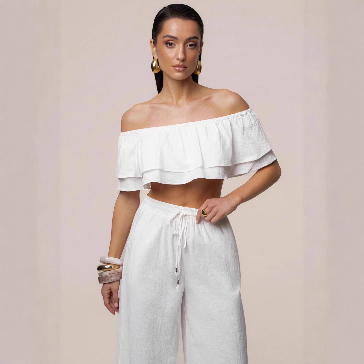 Off-shoulder Top And Pants Womens Casual Set by MELI