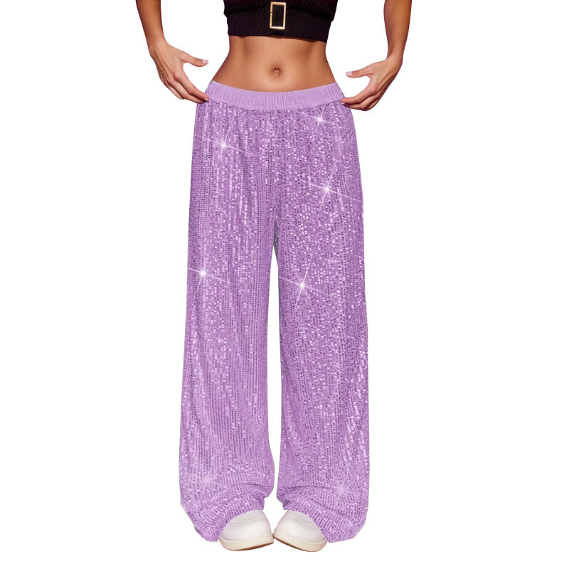 Fashionable Sequined High-waist Wide-leg Trousers Spring by Royal Closet