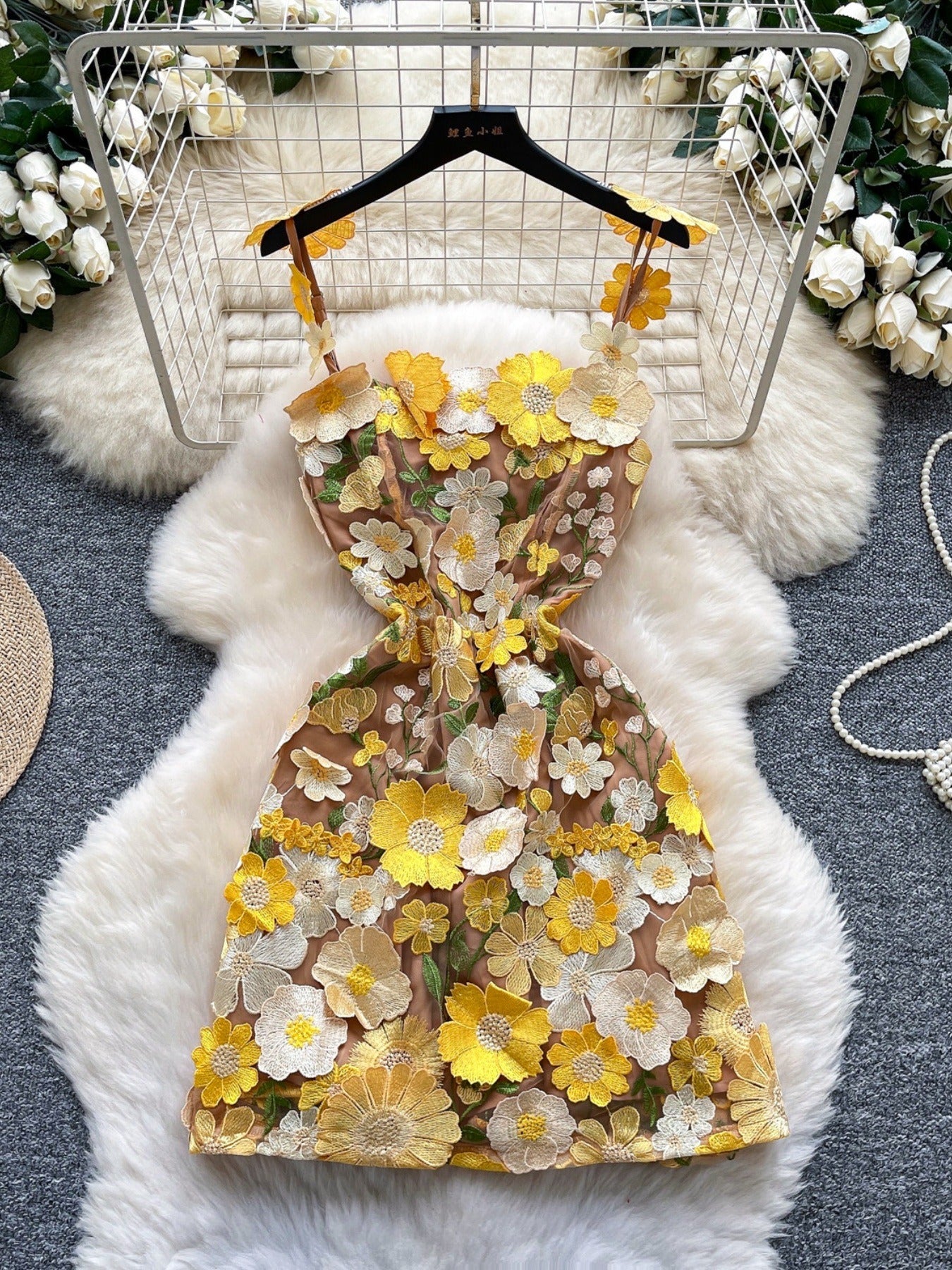 Floral Tie Waist Mini Dress by Trendsi